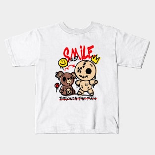 Bestfriends Bear and Boy Smile Through The Pain Kids T-Shirt